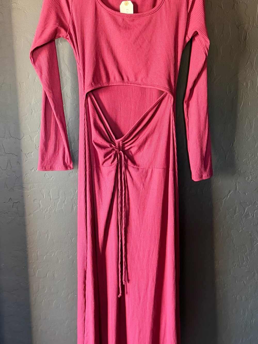 arthbound XL Maroon Ribbed Cutout Ruched Maxi Dress NWT